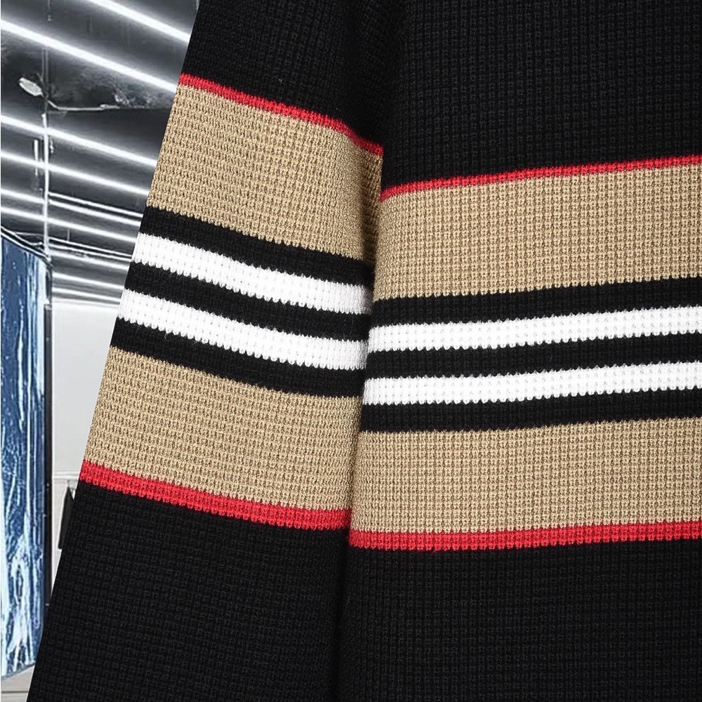 Burberry Black Polo with Red and Tan Stripes - Picture 5 of 7